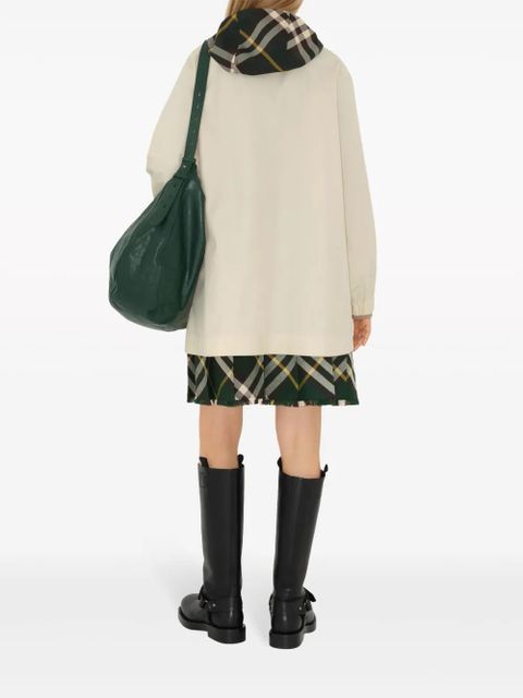 Burberry checkered hood cotton parka - White