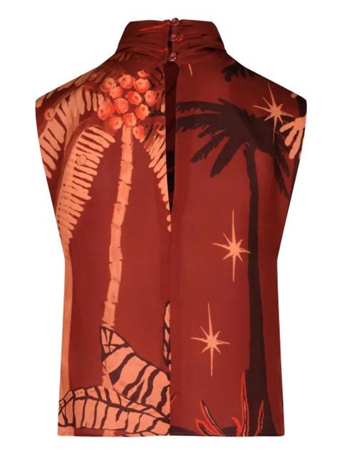 Johanna Ortiz Imaginative draped printed top - Red
