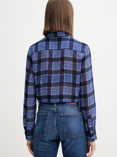 Tommy Jeans koszula damska kolor granatowy relaxed z kołnierzykiem klasycznym DW0DW21452