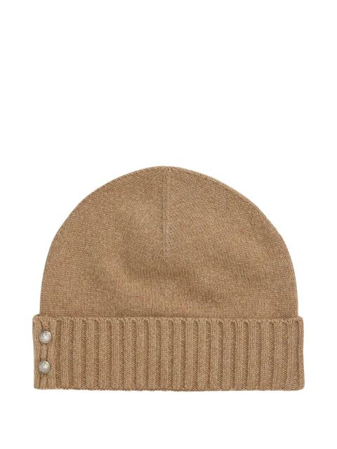 Lauren Ralph Lauren ribbed button beanie hat - Brown