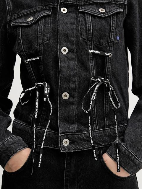 Karl Lagerfeld Jeans kurtka jeansowa kolor czarny przejściowa A4W14012