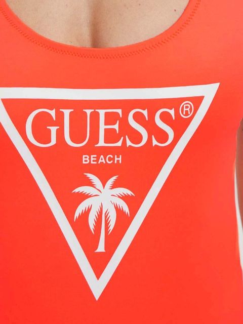 Guess jednoczęściowy strój kąpielowy kolor pomarańczowy miękka miseczka E4GJ48 MC044