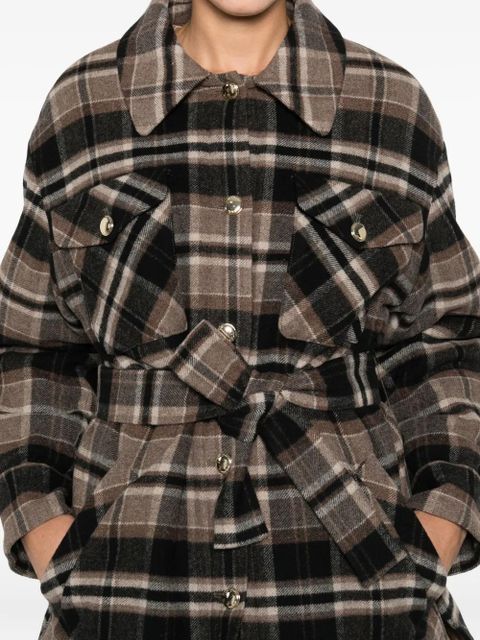 Maje plaid belted coat - Brown