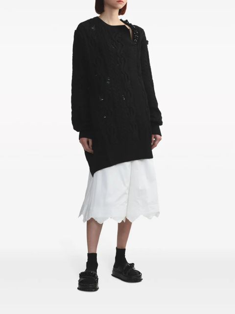 Simone Rocha distressed cable-knit jumper - Black - zdjęcie produktu nr 2