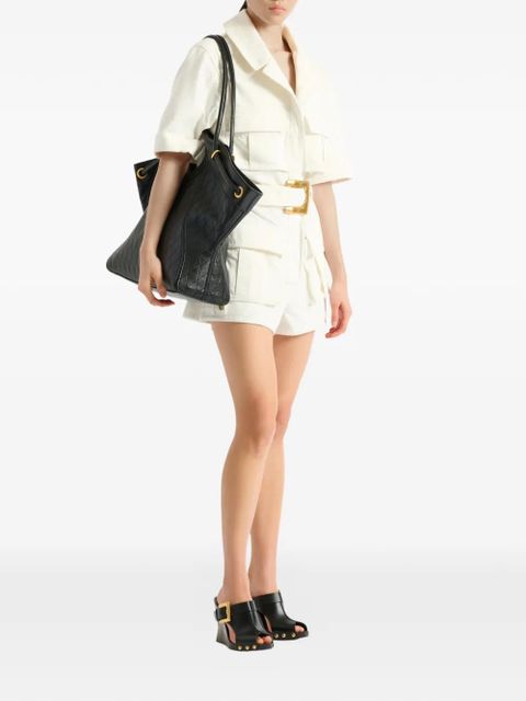 Balmain belted denim playsuit - White - zdjęcie produktu nr 2