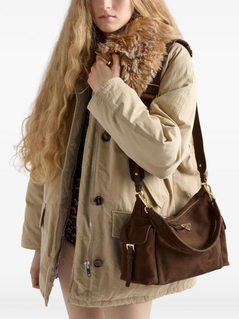 Prada large Explore suede-leather shoulder bag - Brown - zdjęcie produktu nr 2