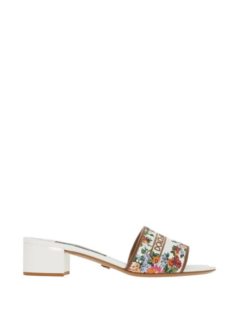 Dolce & Gabbana floral-pattern heeled sandals - White - zdjęcie produktu nr 1