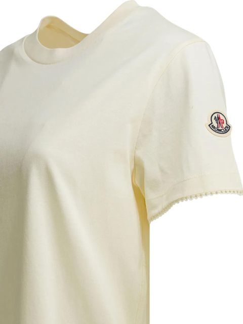 Moncler logo-patch scalloped-trim T-shirt - Neutrals