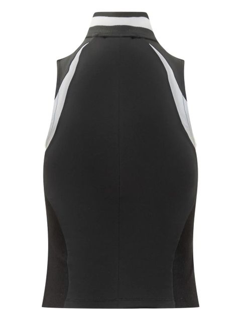 Off-White zip sleeveless polo top - Black