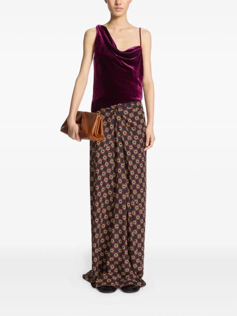 DRIES VAN NOTEN draped tie-print maxi skirt - Brown - zdjęcie produktu nr 2