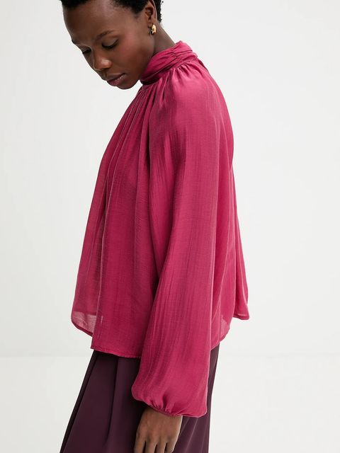Answear.LAB bluzka damska kolor bordowy gładka