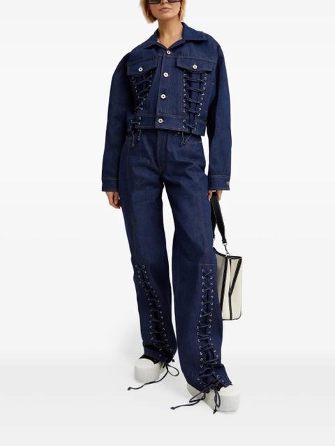 Jean Paul Gaultier lacing-detail denim jacket - Blue