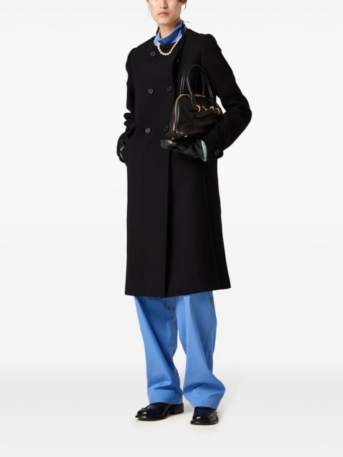 Miu Miu embroidered-logo poplin trousers - Blue - zdjęcie produktu nr 2