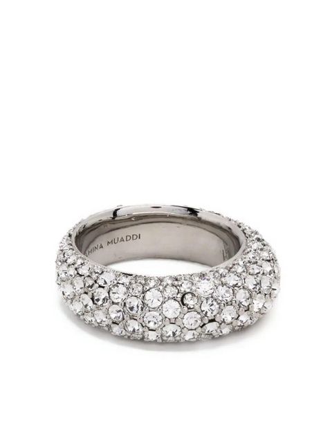 Amina Muaddi Cameron crystal-embellished ring - Silver - zdjęcie produktu nr 1