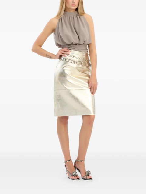 ROTATE BIRGER CHRISTENSEN leather midi skirt - Gold - zdjęcie produktu nr 2