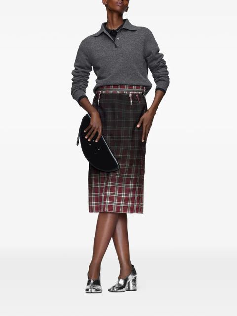 Maison Margiela tartan midi skirt - Red