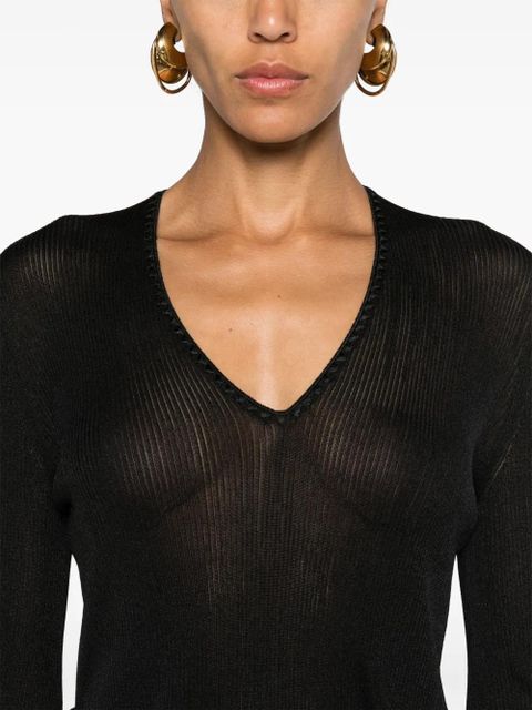 TOM FORD sheer fine-ribbed top - Black
