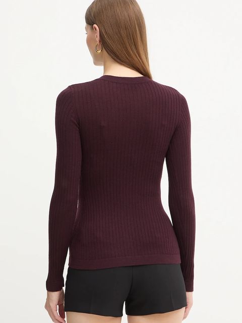 Elisabetta Franchi kardigan z dodatkiem wełny damski kolor bordowy lekki MK33S57E2 - zdjęcie produktu nr 2