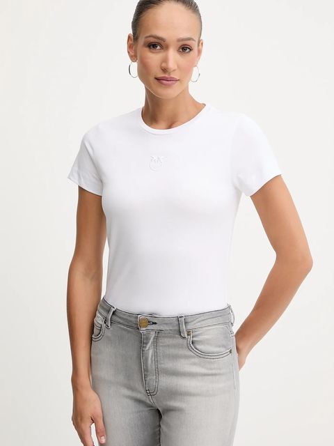 Pinko t-shirt bawełniany damski kolor biały 100355 A2RD - zdjęcie produktu nr 1