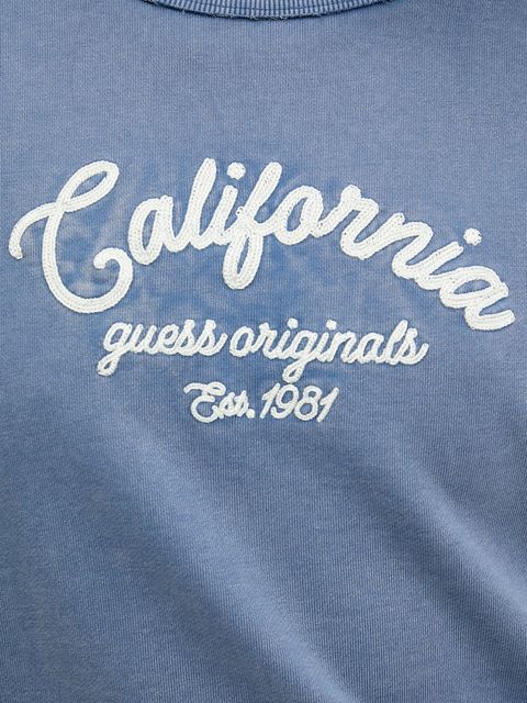 Guess Originals bluza bawełniana damska kolor niebieski z nadrukiem W5YQ24 K68I4