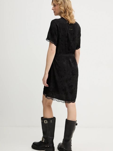 ZADIG&VOLTAIRE sukienka jedwabna kolor czarny mini prosta WWDR02588