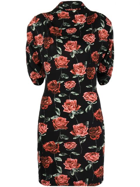 Magda Butrym floral-print mock-neck minidress - Black - zdjęcie produktu nr 1