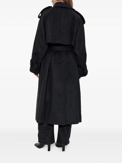 Sportmax pinstripe-pattern belted coat - Black