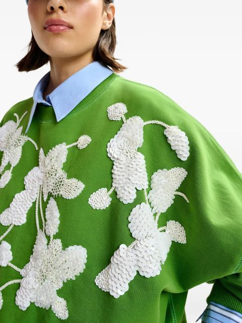 Essentiel Antwerp flower-motif sequinned sweatshirt - Green