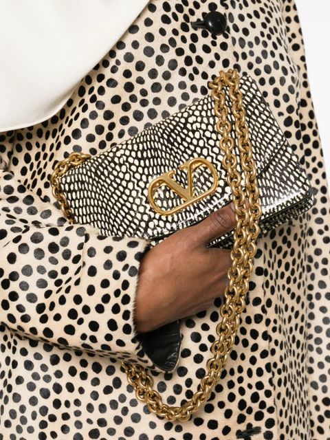 Valentino Garavani logo-plaque snakeskin shoulder bag - Black - zdjęcie produktu nr 2