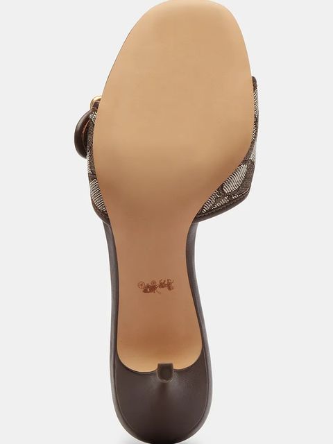 Coach klapki Margot damskie kolor beżowy na szpilce CCM10