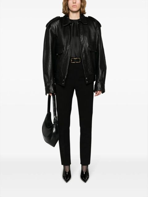 Saint Laurent leather zip-up jacket - Black - zdjęcie produktu nr 2