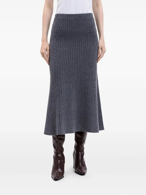TWINSET ribbed flared midi skirt - Grey
