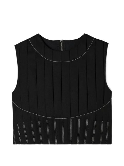 Tory Burch wool twill pleated top - Black - zdjęcie produktu nr 1