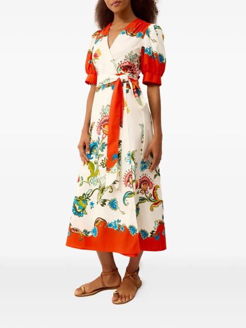 Marie Oliver Rita floral wrap dress - White