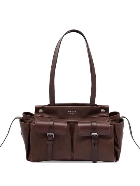 Prada buckle leather shoulder bag - Brown - zdjęcie produktu nr 1