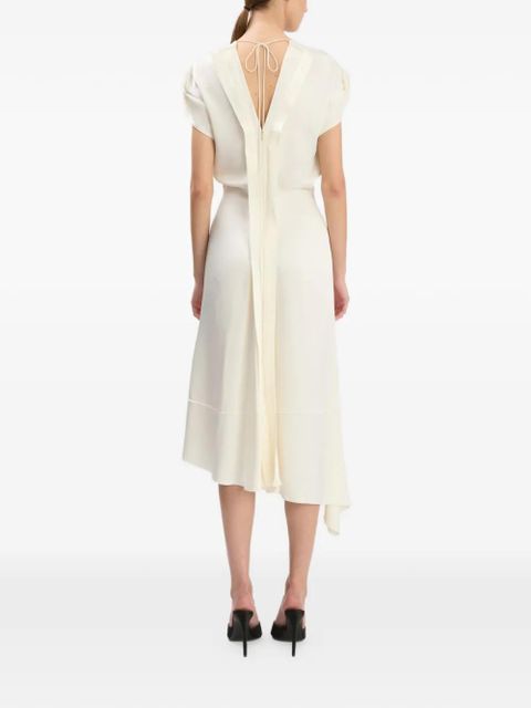Victoria Beckham Twist Shoulder asymmetric-hem midi dress - White