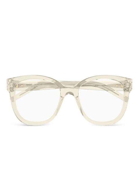 Saint Laurent Eyewear geometric logo glasses - Neutrals - zdjęcie produktu nr 1