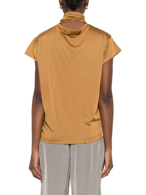 LEMAIRE tie-neck short-sleeve T-shirt - Brown
