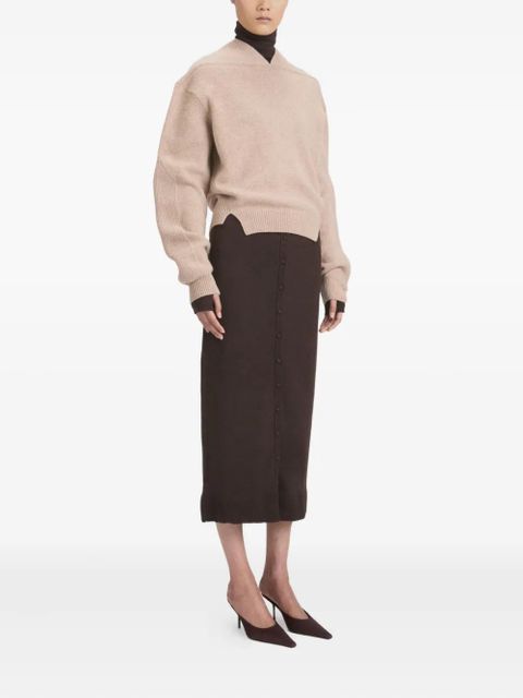 Victoria Beckham V-neck yoke detail sweater - Neutrals