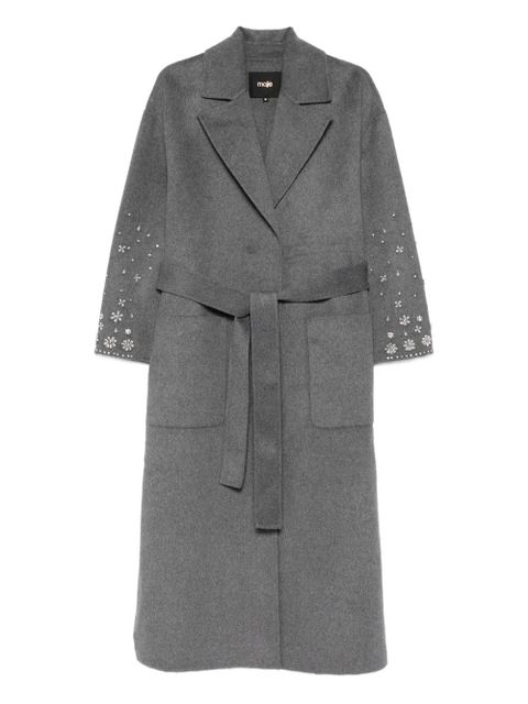 Maje embellished-belted single-breasted coat - Grey - zdjęcie produktu nr 1