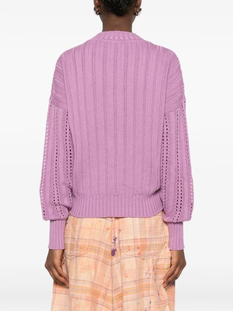 Blumarine V-neck openwork sweater - Purple