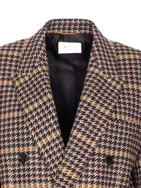 Saint Laurent check double-breasted blazer - Brown