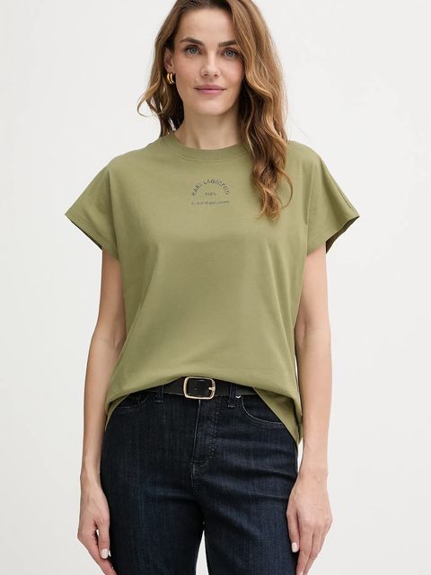 Karl Lagerfeld t-shirt bawełniany damski kolor zielony B1W17032 - zdjęcie produktu nr 1