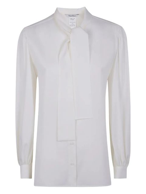 Max Mara tie-neck puff-sleeve shirt - White - zdjęcie produktu nr 1