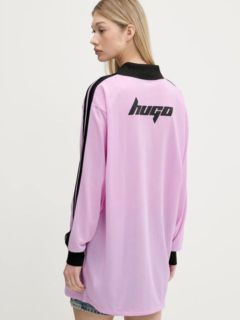 Hugo Blue bluza damska kolor różowy z nadrukiem 50542303