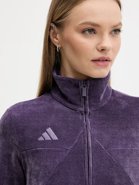 adidas bluza welurowa Tiro damska kolor fioletowy gładka JM1816