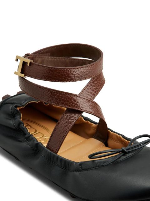 Tod's Gommino leather ballerina shoes - Black
