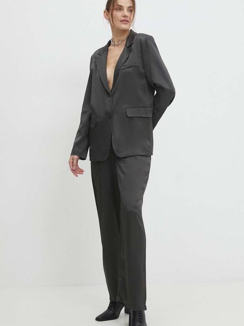 Answear.LAB spodnie damskie kolor szary szerokie high waist