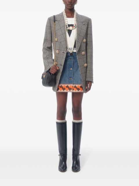 Valentino Garavani houndstooth-pattern virgin-wool blazer - Black