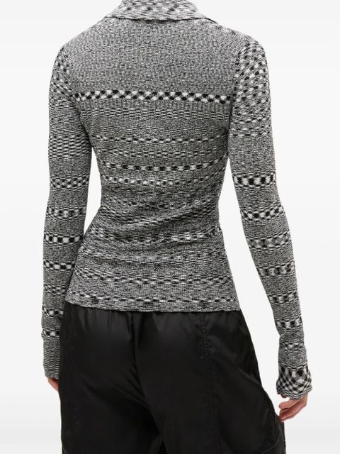 GANNI space-dye check polo neck top - Black